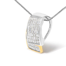 Load image into Gallery viewer, 14K White and Yellow Gold 2.0 Cttw Princess Cut Diamond Two Tone Foldover Box Pendant 18†Box Chain Necklace (H-I Color, SI1-SI2 Clarity)