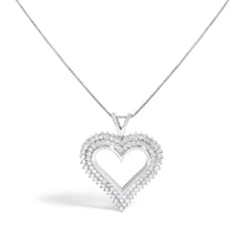 Load image into Gallery viewer, .925 Sterling Silver 1.00 Cttw Diamond Heart 18" Pendant Necklace (I-J Color, I2-I3 Clarity)