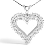 Load image into Gallery viewer, .925 Sterling Silver 1.00 Cttw Diamond Heart 18" Pendant Necklace (I-J Color, I2-I3 Clarity)