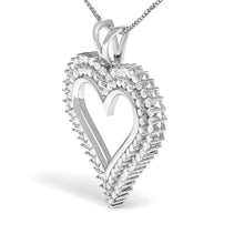 Load image into Gallery viewer, .925 Sterling Silver 1.00 Cttw Diamond Heart 18" Pendant Necklace (I-J Color, I2-I3 Clarity)