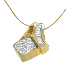 Load image into Gallery viewer, 14k Yellow Gold 2.0 Cttw Princess and Baguette-cut Diamond Art Deco Inspired Pendant Necklace (G-H Color, VS1-VS2 Clarity) - 18 Inch