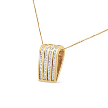 Load image into Gallery viewer, 14K Yellow Gold 2 1/3 cttw Princess Cut Diamond Block Pendant Necklace (H-I, SI1-SI2)