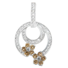 Load image into Gallery viewer, .925 Sterling Silver 1 cttw Round Cut Diamond Floral Garden Pendant Necklace (H-I, I1-I2)