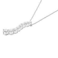 Load image into Gallery viewer, 14K White Gold 3.0 Cttw Round-Brilliant & Baguette Cut Diamond S Shaped Graduated 18" Pendant Necklace (I-J Color, I2-I3 Clarity)