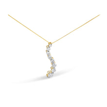Load image into Gallery viewer, 14k Yellow Gold 3.0 cttw Baguette and Brilliant Round-Cut Diamond Journey 18" Pendant Necklace (I-J Color, I2-I3 Clarity)