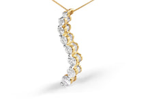 将图片加载到图库查看器,AGS Certified 14K Yellow Gold 3.0 Cttw Baguette and Brilliant Round-Cut Diamond Journey 18" Pendant Necklace (G-H Color, SI2-I1 Clarity)