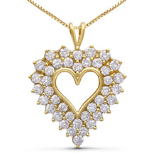 Load image into Gallery viewer, 14K Yellow Gold Plated .925 Sterling Silver 4.0 Cttw Diamond Shadow Frame Heart 18" Pendant Necklace (J-K Color, I1-I2 Clarity)
