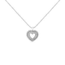 Load image into Gallery viewer, .925 Sterling Silver 1.0 Ctw Diamond Shadow Open Heart Halo 18" Pendant Necklace (I-J Color, I1-I2 Clarity)