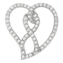 Load image into Gallery viewer, 14K White Gold 1.0 Cttw White Diamond Awareness Ribbon & Open Heart 18" Pendant Necklace (H-I Color, I1-I2 Clarity) - White Diamond Ribbon