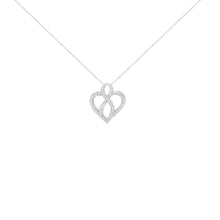Load image into Gallery viewer, 14K White Gold 1/4 cttw Round Cut Diamond Heart and Ribbon Center Pendant Necklace (H-I, I1-I2)
