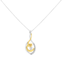 Load image into Gallery viewer, 10K Two-Tone Yellow & White Gold 1/4 Cttw Brilliant-Cut Round Diamond Spiral Link 18" Pendant Necklace (I-J Color, I2-I3 Clarity)