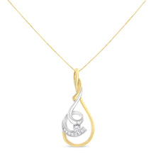 Load image into Gallery viewer, Espira 10K Two-Tone Yellow & White 1/6 Cttw Brilliant-Cut Diamond Layered Spiral 18" Pendant Necklace (H-I Color, I2-I3 Clarity)