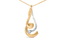 Load image into Gallery viewer, Espira 10K Two-Tone Gold 1/10 cttw Round Cut Diamond Swirl Pendant Necklace (I-J, I2-I3)