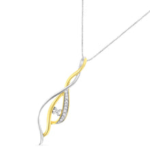 将图片加载到图库查看器,Espira 10K Two-Tone Gold Round Cut Diamond Cascade Pendant Necklace (1/10 cttw, J-K Color, I2-I3 Clarity)