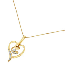 Load image into Gallery viewer, Espira 10K Yellow Gold .03 Cttw Diamond-Accented Round-Cut Diamond Swirl Open Heart 18" Pendant Necklace (I-J Color, I2-I3 Clarity)