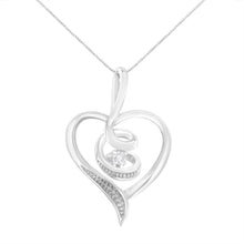 Load image into Gallery viewer, Espira 10K White Gold .03 Cttw Diamond-Accented Round-Cut Diamond Swirl Open Heart 18" Pendant Necklace (I-J Color, I2-I3 Clarity)