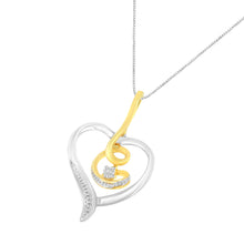 Load image into Gallery viewer, Espira 10K Two-Tone Yellow & White Gold .03 Cttw Diamond-Accented Round-Cut Diamond Swirl Open Heart 18" Pendant Necklace (I-J Color, I2-I3 Clarity)