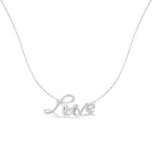 Load image into Gallery viewer, .925 Sterling Silver 1/4 Cttw Diamond Cursive "Love" 18" Pendant Necklace (H-I Color, I1-I2 Clarity)