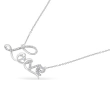 Load image into Gallery viewer, .925 Sterling Silver 1/4 Cttw Diamond Cursive "Love" 18" Pendant Necklace (H-I Color, I1-I2 Clarity)