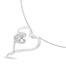 Load image into Gallery viewer, .925 Sterling Silver 1/10 cttw Diamond Heart Pendant Necklace (H-I, I1-I2)