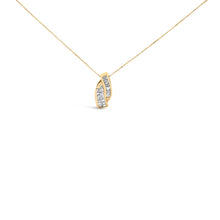 将图片加载到图库查看器,14k Yellow Gold 1 1/3 Cttw Princess and Baguette-cut Diamond Double Curved Pendant Necklace (H-I Color ,VS1-VS2 Clarity) - NO CHAIN INCLUDED