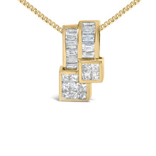 Load image into Gallery viewer, 14K Yellow Gold 1 1/2 cttw Princess and Baguette Cut Diamond Geometric Pendant Necklace (H-I Color, VS1-VS2 Clarity)