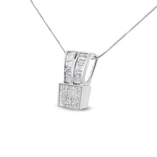 Load image into Gallery viewer, 14K White Gold 1 5/8 cttw Princess and Baguette Cut Diamond Heart Ribbon Pendant Necklace (G-H, VS1-VS2)