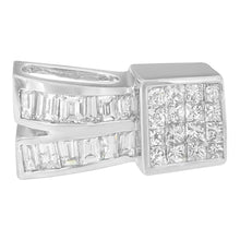 Load image into Gallery viewer, 14K White Gold 1 5/8 cttw Princess and Baguette Cut Diamond Heart Ribbon Pendant Necklace (G-H, VS1-VS2)