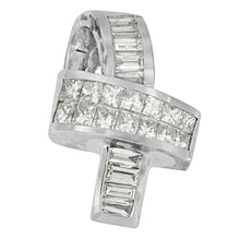 Load image into Gallery viewer, 14K White Gold 2 cttw Princess and Baguette Cut Diamond Ribbon Pendant Necklace (H-I, SI-SI2)