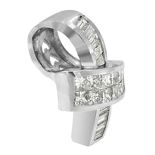 Load image into Gallery viewer, 14K White Gold 2 cttw Princess and Baguette Cut Diamond Ribbon Pendant Necklace (H-I, SI-SI2)