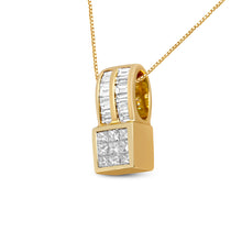 Load image into Gallery viewer, 14K Yellow Gold 1 1/4 cttw Princess and Baguette Cut Geometric Inspired Diamond Pendant Necklace (H-I, VS1-VS2)