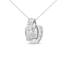 Load image into Gallery viewer, 14K White Gold 2 cttw Princess and Baguette Cut Diamond Double Loop Pendant Necklace (G-H, VS1-VS2)