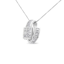 Load image into Gallery viewer, 14K White Gold 2 cttw Princess and Baguette Cut Diamond Double Loop Pendant Necklace (G-H, VS1-VS2)