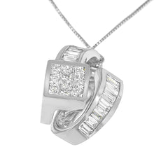 Load image into Gallery viewer, 14K White Gold 2 cttw Princess and Baguette Cut Diamond Double Loop Pendant Necklace (G-H, VS1-VS2)
