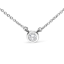 将图片加载到图库查看器,10K White Gold 1/10 Carat Round Brilliant-Cut Diamond Modern Bezel-Set Solitaire 16"-18" Pendant Necklace (H-I Color, SI2-I1 Clarity)