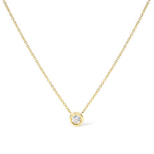 将图片加载到图库查看器,10K White Gold 1/10 Carat Round Brilliant-Cut Diamond Modern Bezel-Set Solitaire 16"-18" Pendant Necklace (H-I Color, SI2-I1 Clarity)