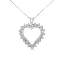 Load image into Gallery viewer, .925 Sterling Silver 1/4 Cttw Miracle Set Diamond Open Heart 18" Pendant Necklace (I-J Color, I3 Clarity)