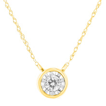 Load image into Gallery viewer, 10K Yellow Gold 1/4 Cttw Round Brilliant-Cut Diamond Modern Bezel-Set Solitaire Pendant Necklace (J-K Color, I2-I3 Clarity) - 16" with 2" Extender