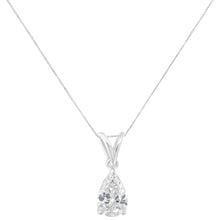 Load image into Gallery viewer, IGI certified 10K White Gold 1/2 cttw Diamond Pear Pendant Necklace (I-J, I1)