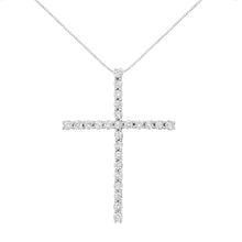 Load image into Gallery viewer, .925 Sterling Silver 2 1/2 cttw Diamond Cross Pendant Necklace (H-I, I2-I3)