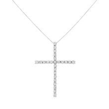 Load image into Gallery viewer, .925 Sterling Silver 2 1/2 cttw Diamond Cross Pendant Necklace (H-I, I2-I3)