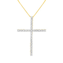Load image into Gallery viewer, .925 Sterling Silver 2 1/2 cttw Diamond Cross Pendant Necklace (H-I, I2-I3)