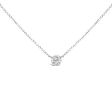 将图片加载到图库查看器,14K White Gold 1.00 Cttw Bezel Set Round Lab-Grown Diamond Solitaire 18" Pendant Necklace (F-G Color, VS1-VS2 Clarity)