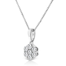 Load image into Gallery viewer, 14KT White Gold 1/2 cttw Diamond Floral Cluster Pendant Necklace (HI, SI2-I1)