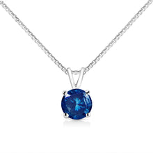 Load image into Gallery viewer, 10K White Gold 1/4 Cttw Round Brilliant Cut Lab Grown Blue Diamond 4-Prong Solitaire Pendant Necklace (Blue Color, VS2-SI1 Clarity) - 18"
