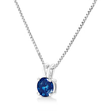 Load image into Gallery viewer, 10K White Gold 1/4 Cttw Round Brilliant Cut Lab Grown Blue Diamond 4-Prong Solitaire Pendant Necklace (Blue Color, VS2-SI1 Clarity) - 18"