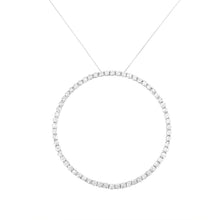 将图片加载到图库查看器,.925 Sterling Silver 5.0 Cttw Prong Set Round-cut Diamond Open Circle Hoop 18" Pendant Necklace (I-J Color, I2-I3 Clarity)