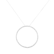 将图片加载到图库查看器,.925 Sterling Silver 5.0 Cttw Prong Set Round-cut Diamond Open Circle Hoop 18" Pendant Necklace (I-J Color, I2-I3 Clarity)