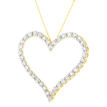 Load image into Gallery viewer, 10k Yellow Gold Plated .925 Sterling Silver 3.0 cttw Round-Cut Diamond Open Heart Pendant Necklace (J-K Color, I1-I2 Clarity) - 18"