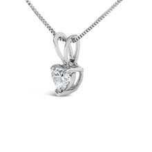 将图片加载到图库查看器,14K White Gold 1/5 Cttw 3-Prong Set Heart Shaped Solitaire Lab Grown Diamond 18" Pendant Necklace (F-G Color, VS2-SI1 Clarity)